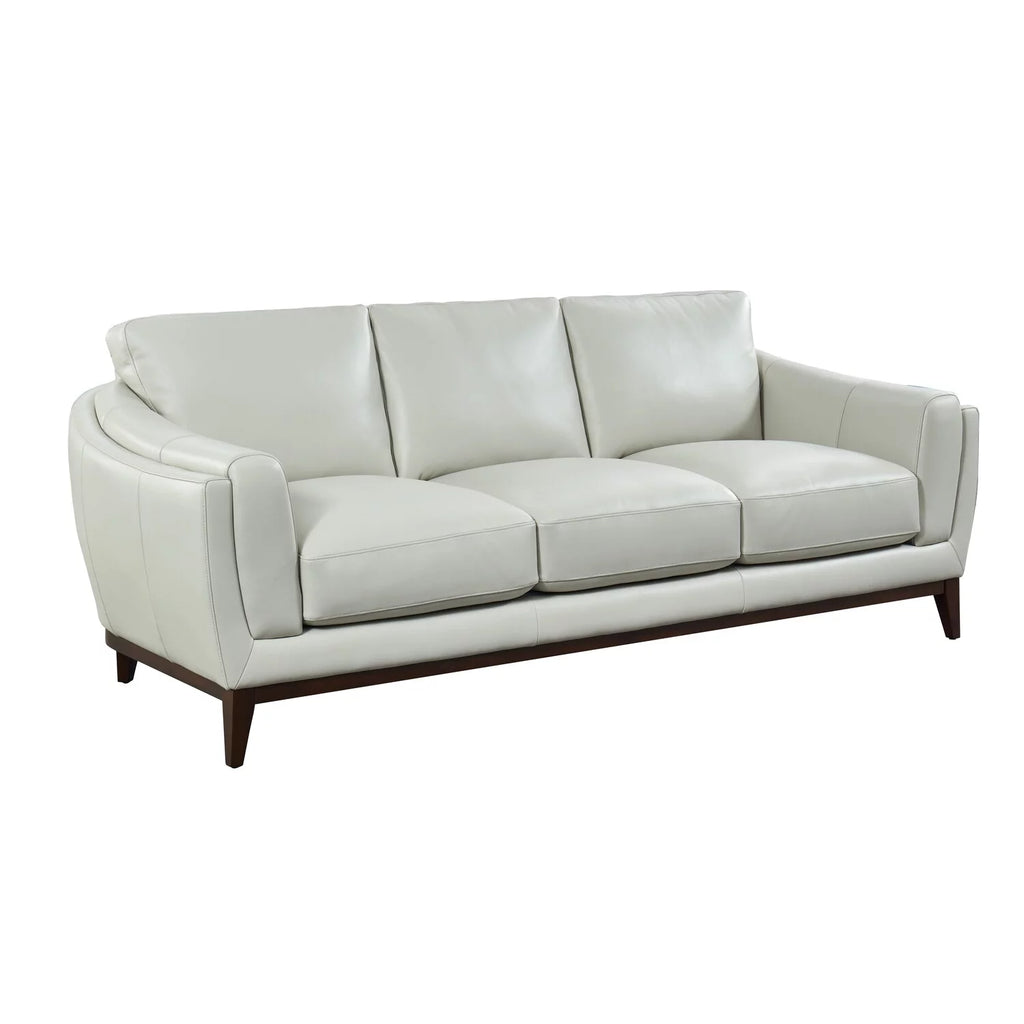 White Wood and Top Grain Leather Sofa Z944