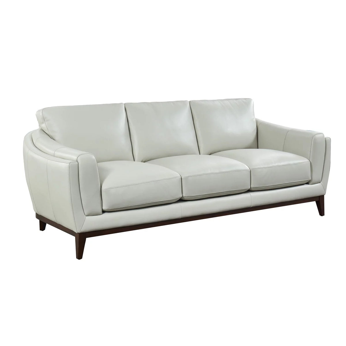 White Wood and Top Grain Leather Sofa Z944