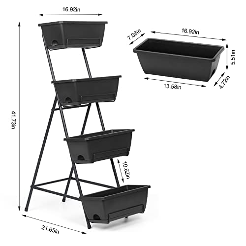 4 Tiers Vertical Raised Garden Bed with Planter Tray D553