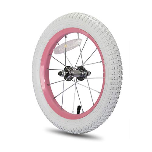 12 14 16 18 Inch Kids Bike Front Wheels with Solid Rubber Tire and Inner Tube, Black & White H363392