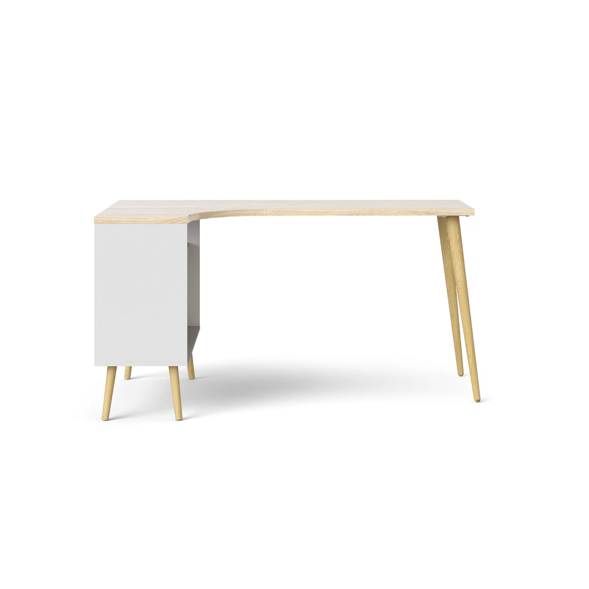 White and Oak 2 Drawer 3 Shelf Desk E796966