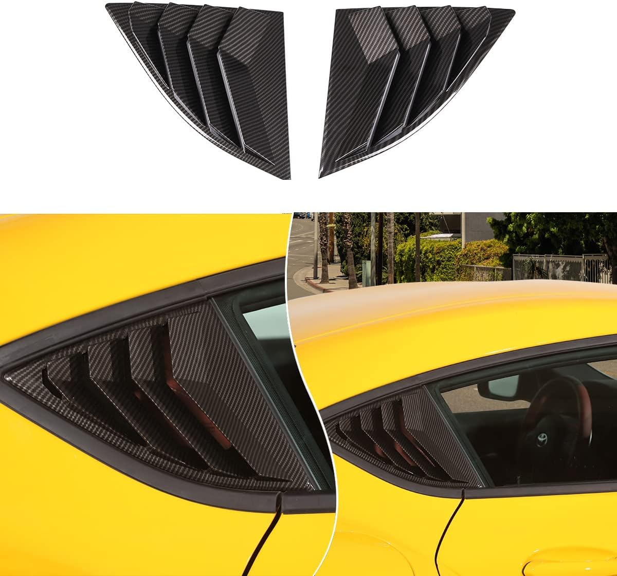 Carbon Fiber Pattern Black Rear Side Window Louver Cover H218