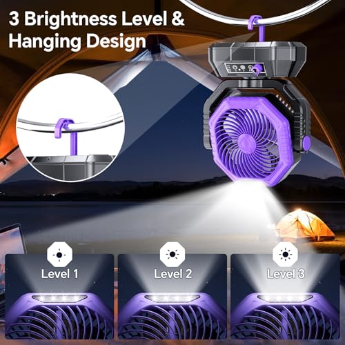 20000mAh Portable Rechargeable Battery Powered Fan with Light P98501