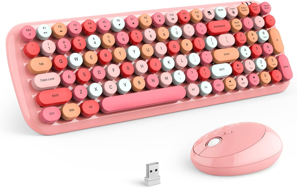 Retro Typewriter Wireless Keyboard with Round Keycaps Y560778