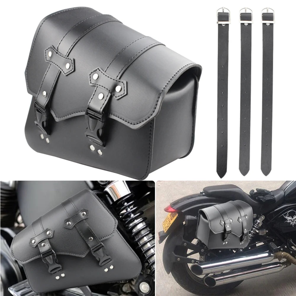 Motorcycle Side Saddle Bags PU Leather Luggage Storage Tool Pouch S263