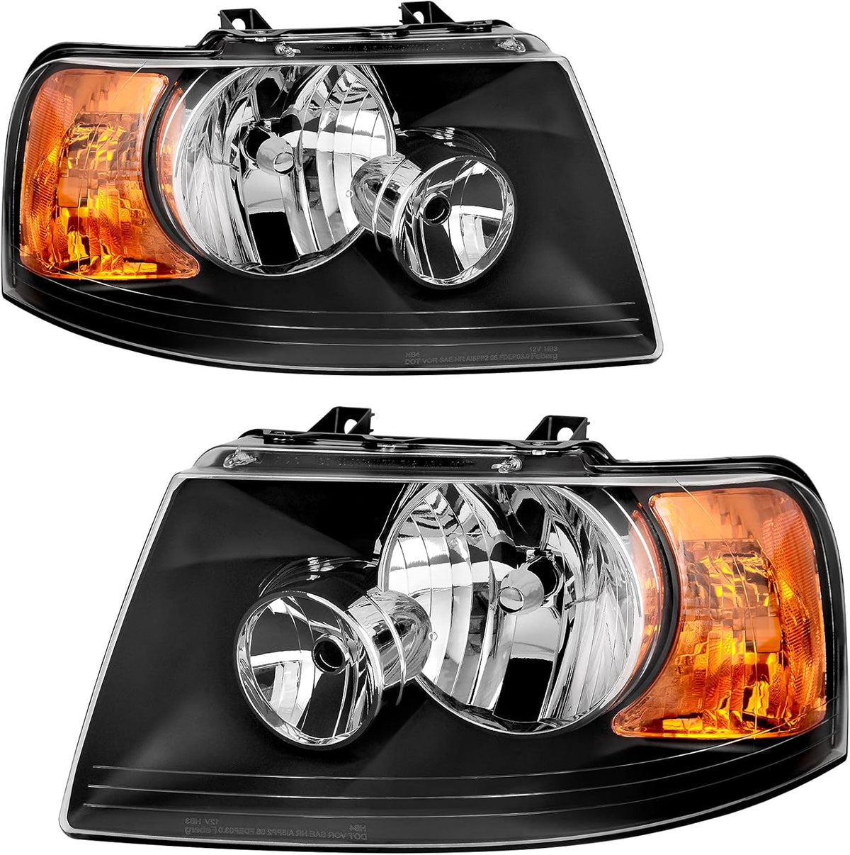 Headlight Assembly Compatible with 2003-2006 Ford Expedition Black Housing Clear Lens C41228