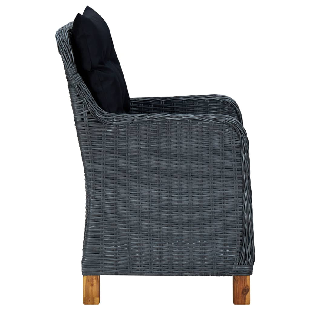 2 pcs Poly Rattan Dark Gray Patio Chairs with Cushions N589865