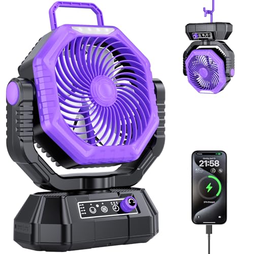 20000mAh Portable Rechargeable Battery Powered Fan with Light P98501