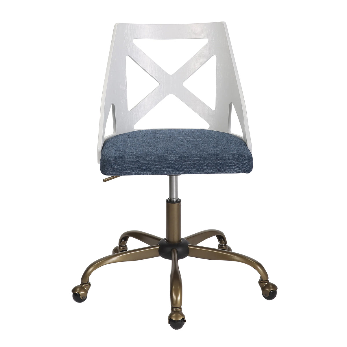 Antique Copper Metal & Blue Fabric Task Chair X5511