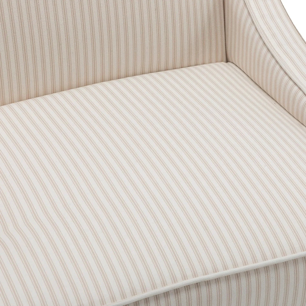 Cream and White Stripe Fabric Accent Chair with Wood Legs O97833