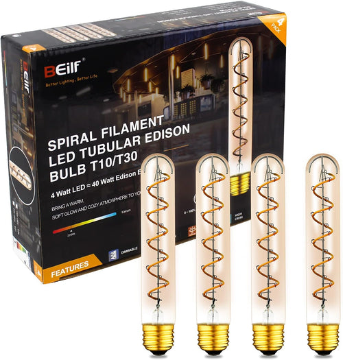 12 Pack Dimmable LED Edison Bulbs, E12 Base, 3W, Warm White 2200K, Amber Glass, Candle Bulb N54162