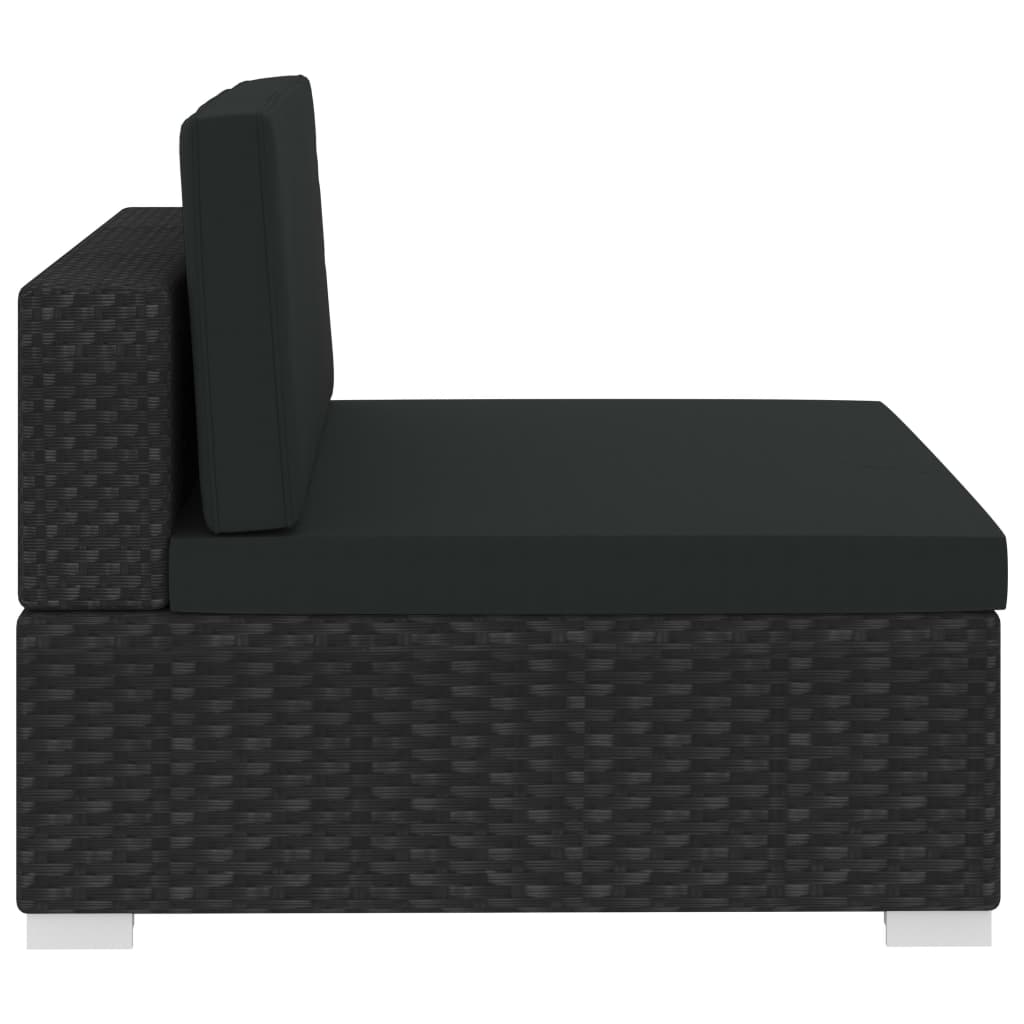 Black Poly Rattan Patio Sofa Set with Cushions V38294
