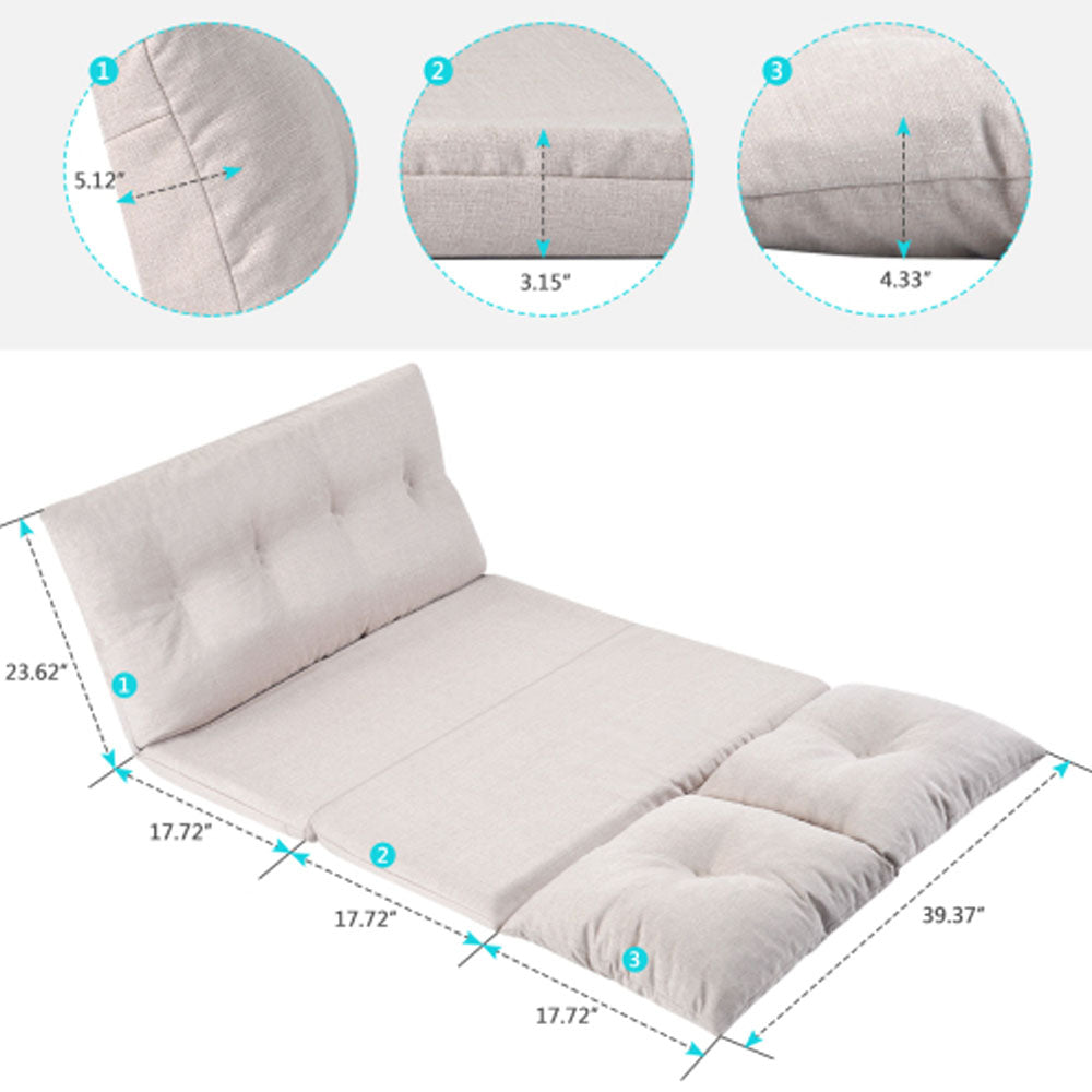 Beige Fabric Folding Chaise Lounge Sofa S472249