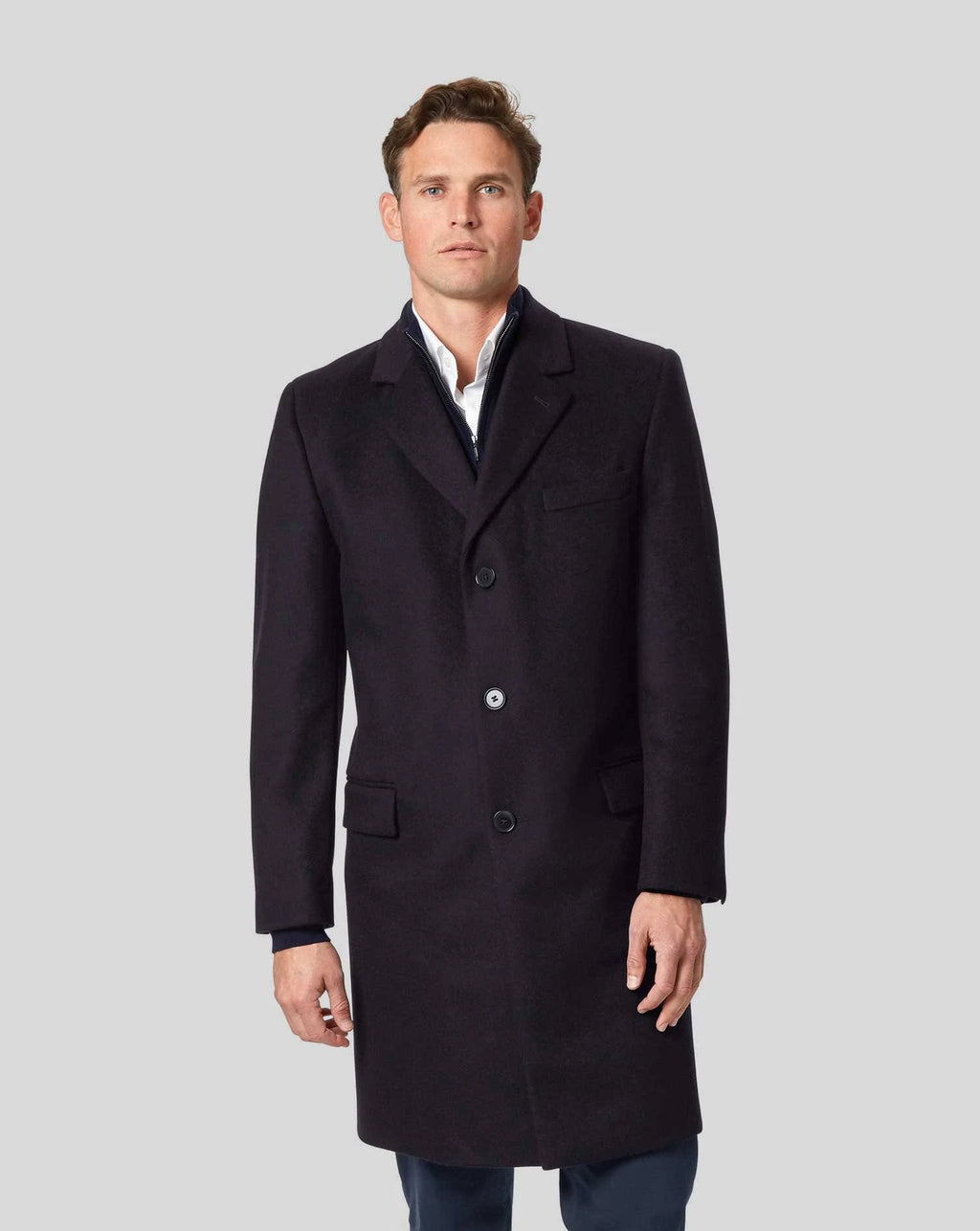 Navy Wool Cashmere Coat N691