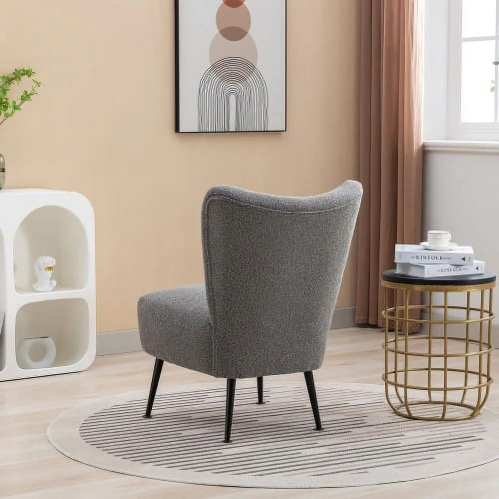Gray Boucle Upholstered Armless Accent Chair U323176