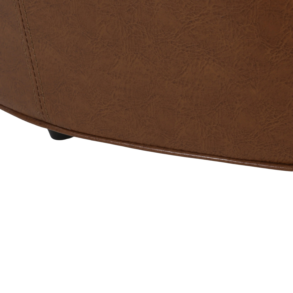 Cognac Brown Large Faux Leather Ottoman W82619