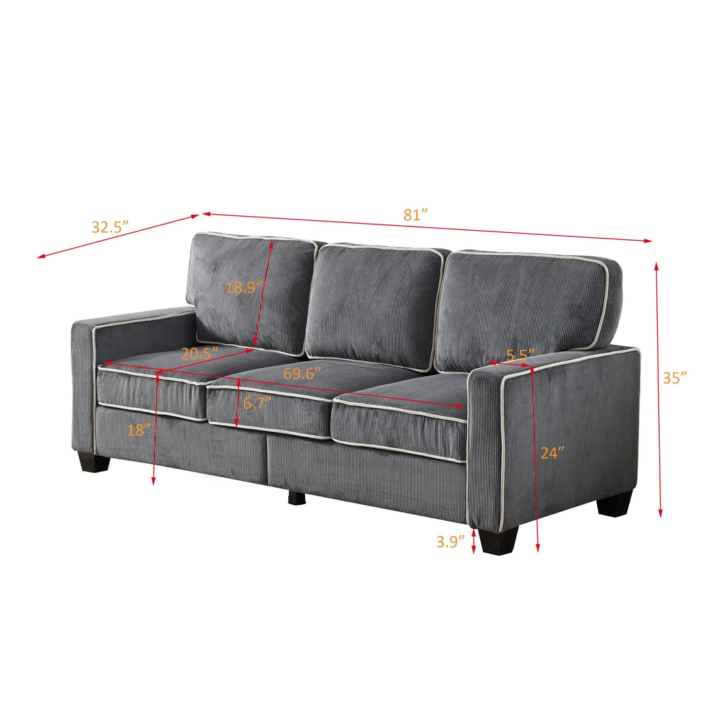 Dark Grey Corduroy Sofa with Storage K55689
