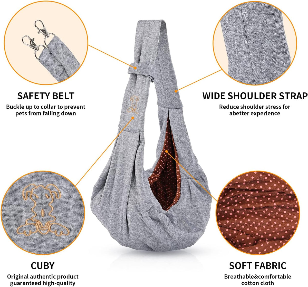 Pink Soft Fabric Dog Sling Carrier Y163826