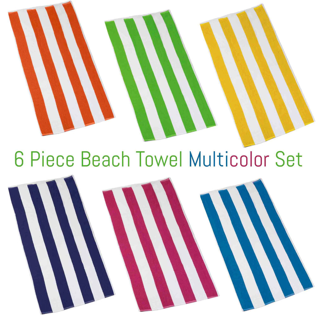 6 Piece 100% Cotton Beach Towel Set B921