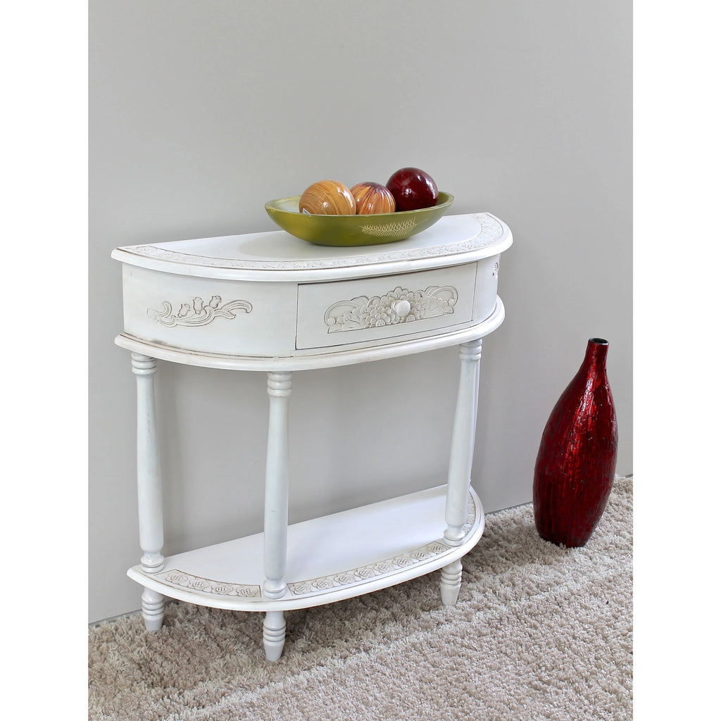 Carved Half Moon Console Table H592