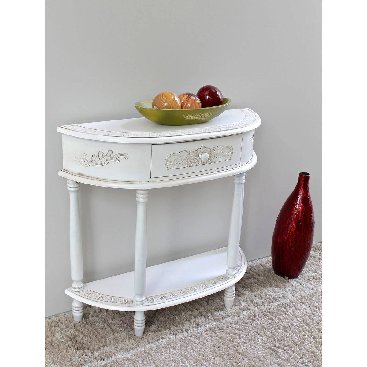 Carved Half Moon Console Table H592