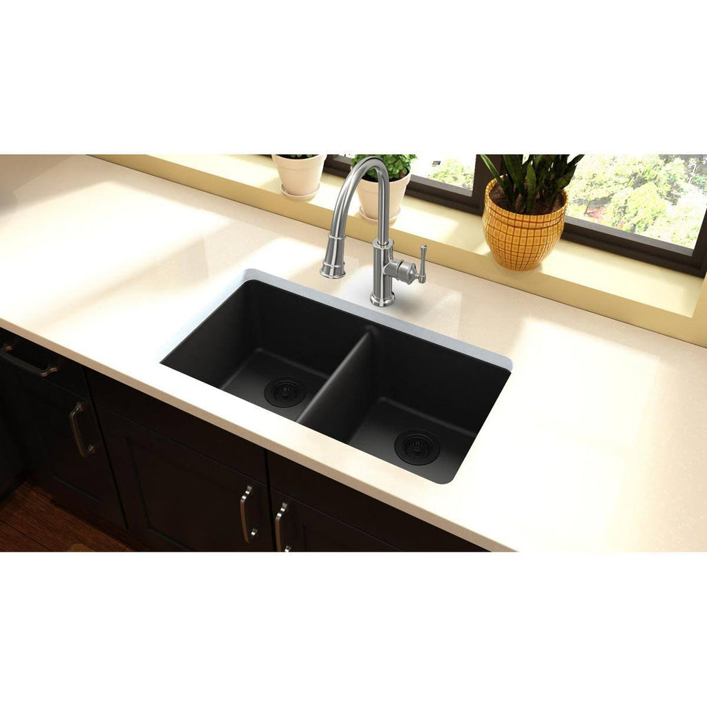 33-in Double-Bowl Undermount Kitchen Sink B489258