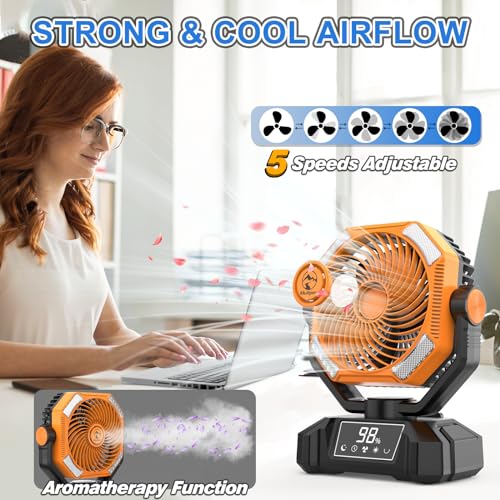 20000mAh Rechargeable Battery Powered Camping Fan with LED Lantern C61898