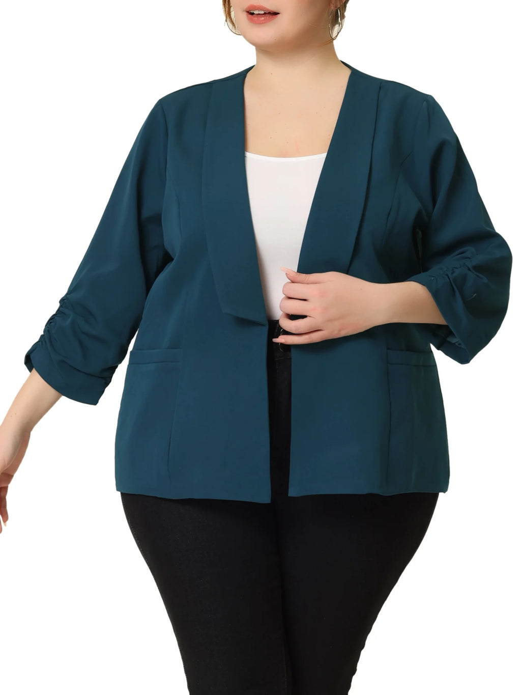 Plus Size 3/4 Sleeves Boyfriend Blazer D308