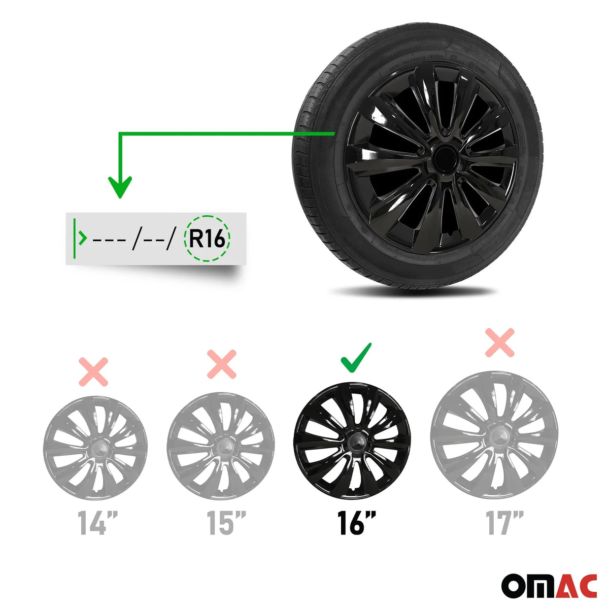 16 Sport Wheel Cover Set of 4 R16 Steel Tire Rim M468427