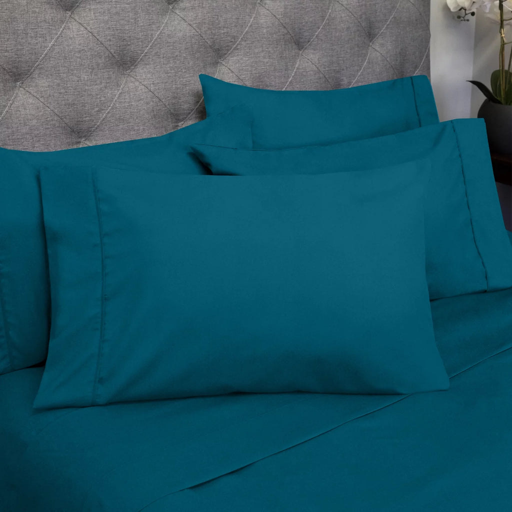 6-Piece Double Brushed Microfiber Sheet Set - Queen, Teal F208