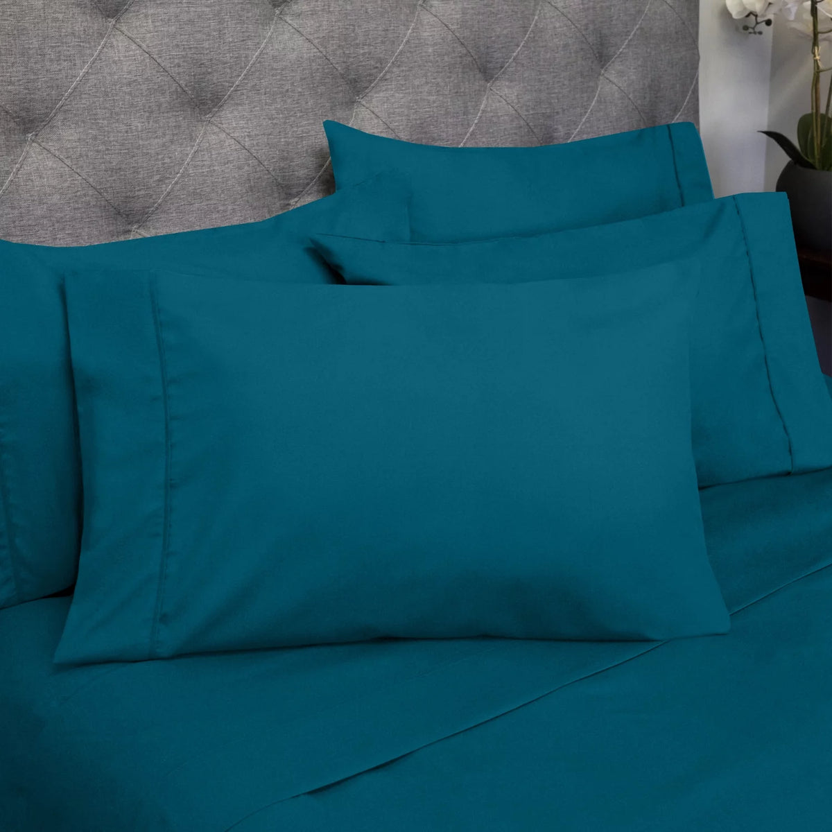 6-Piece Double Brushed Microfiber Sheet Set - Queen, Teal F208