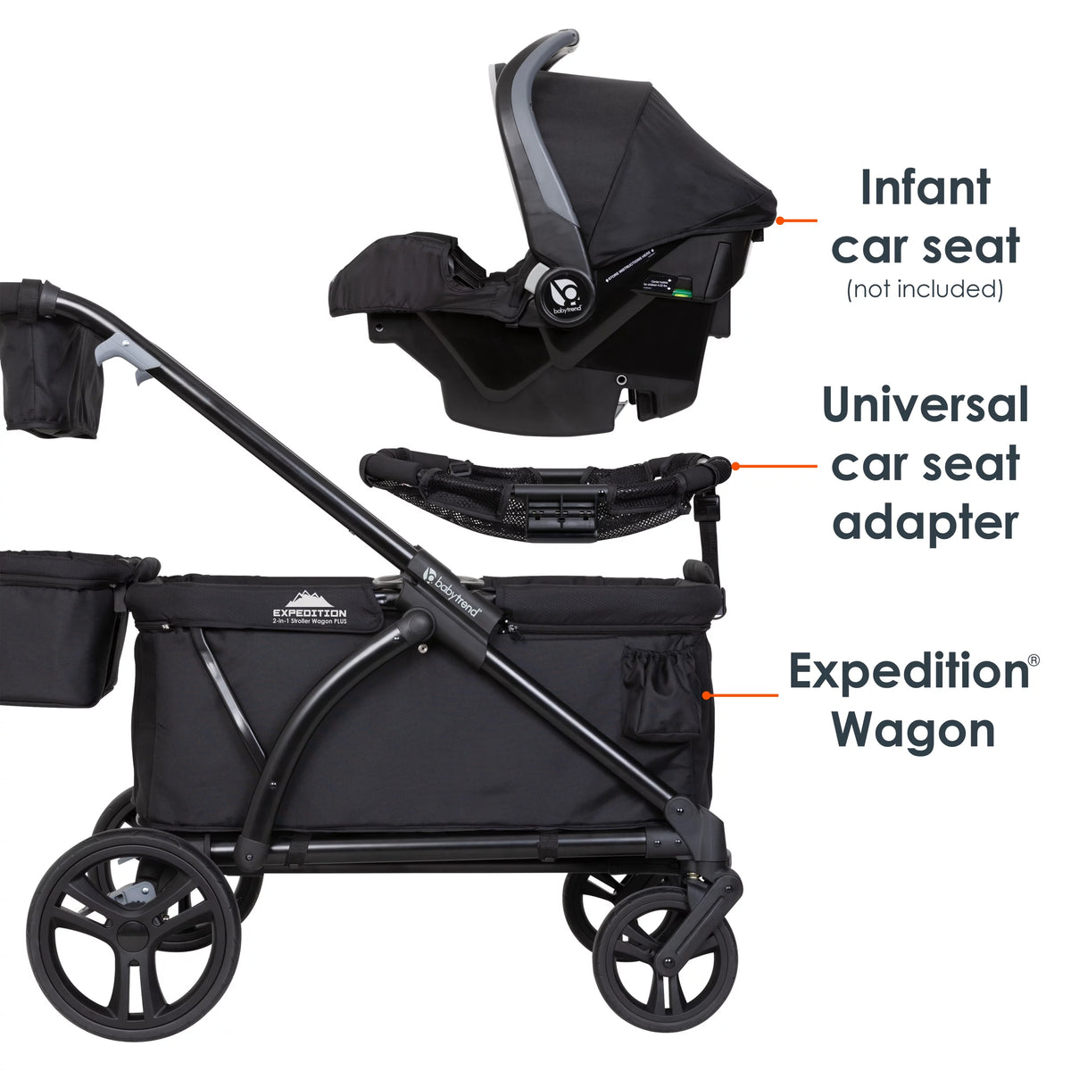 Black 2-in-1 Stroller Wagon J555824