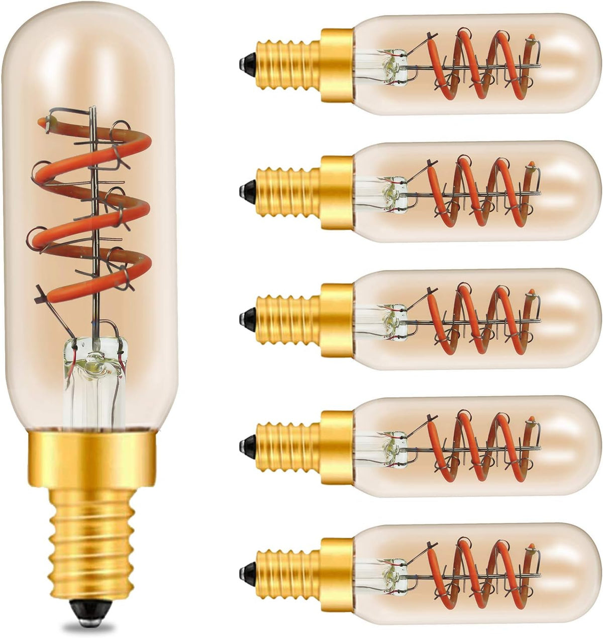 12 Pack Dimmable LED Edison Bulbs, E12 Base, 3W, Warm White 2200K, Amber Glass, Candle Bulb N54162