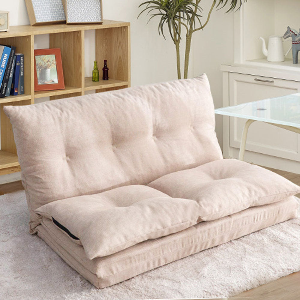Beige Fabric Folding Chaise Lounge Sofa S472249