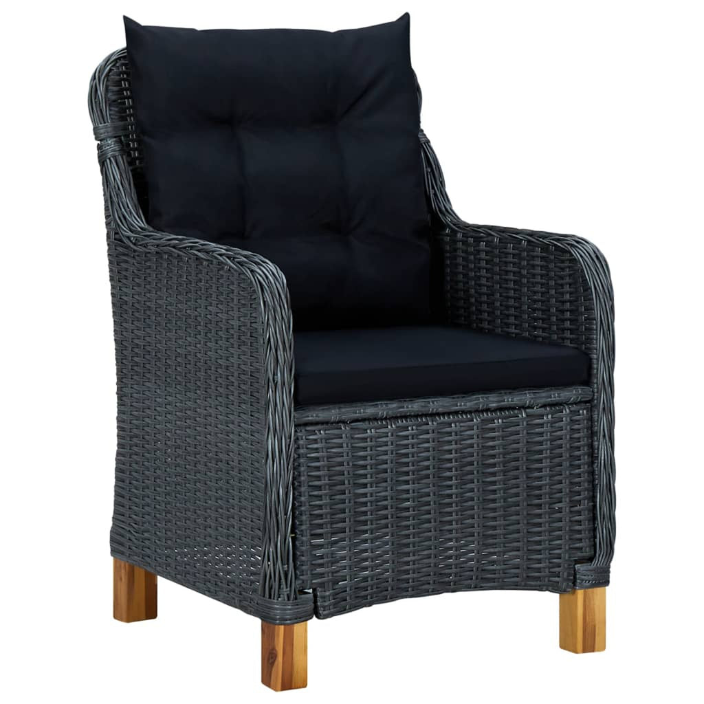 2 pcs Poly Rattan Dark Gray Patio Chairs with Cushions N589865