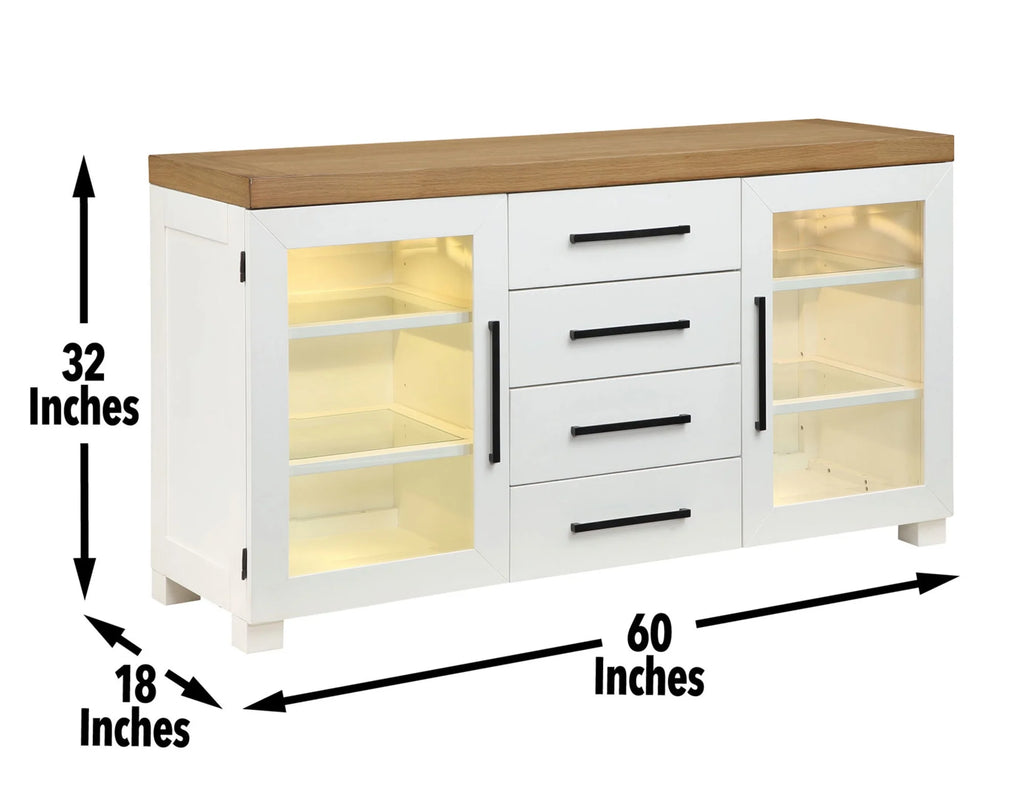 Farmhouse Dining Sideboard with LED Light E478827
