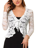Floral Lace Sheer Cropped Cardigan O3042