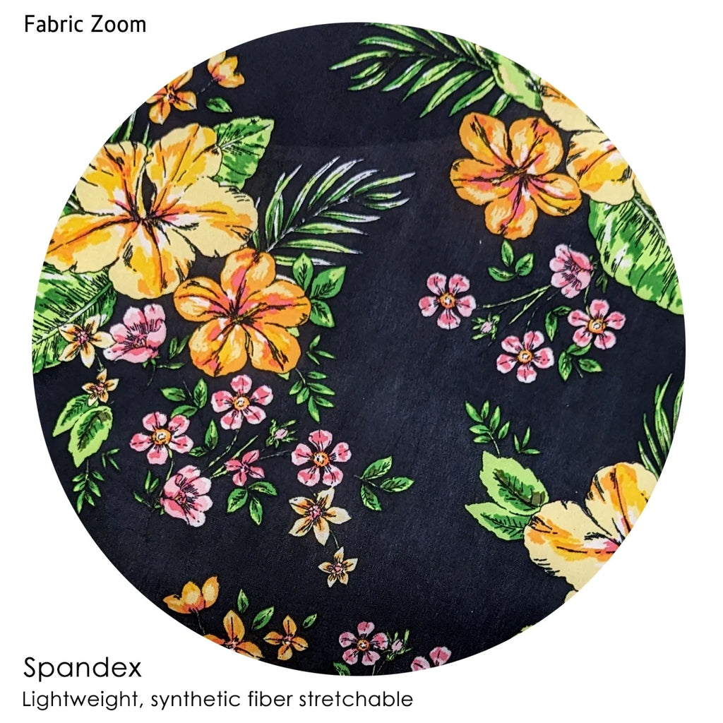 Black Floral Short Sleeve Princess Cut Dress P28805