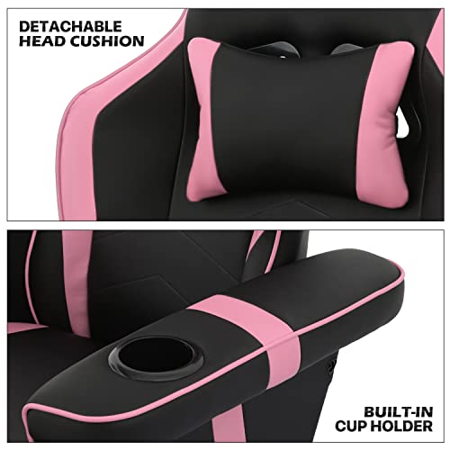 Grey Gaming Chair with Footrest and Cup Holder X40888