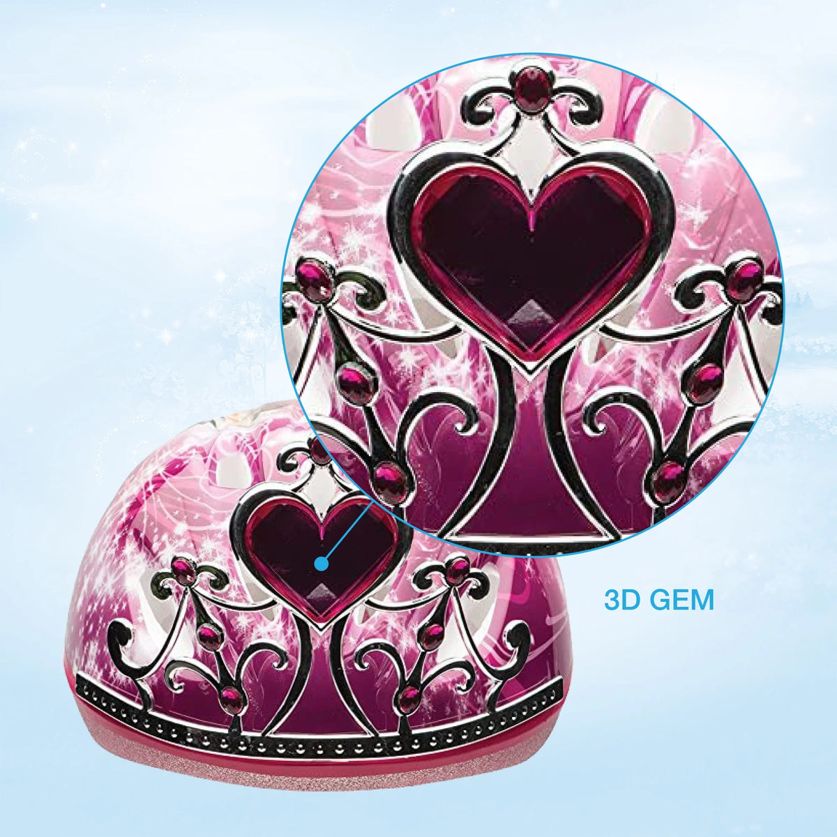 Pink Disney Princess 3D Tiara Bike Helmet, Child 5+ (50-54cm) E18299