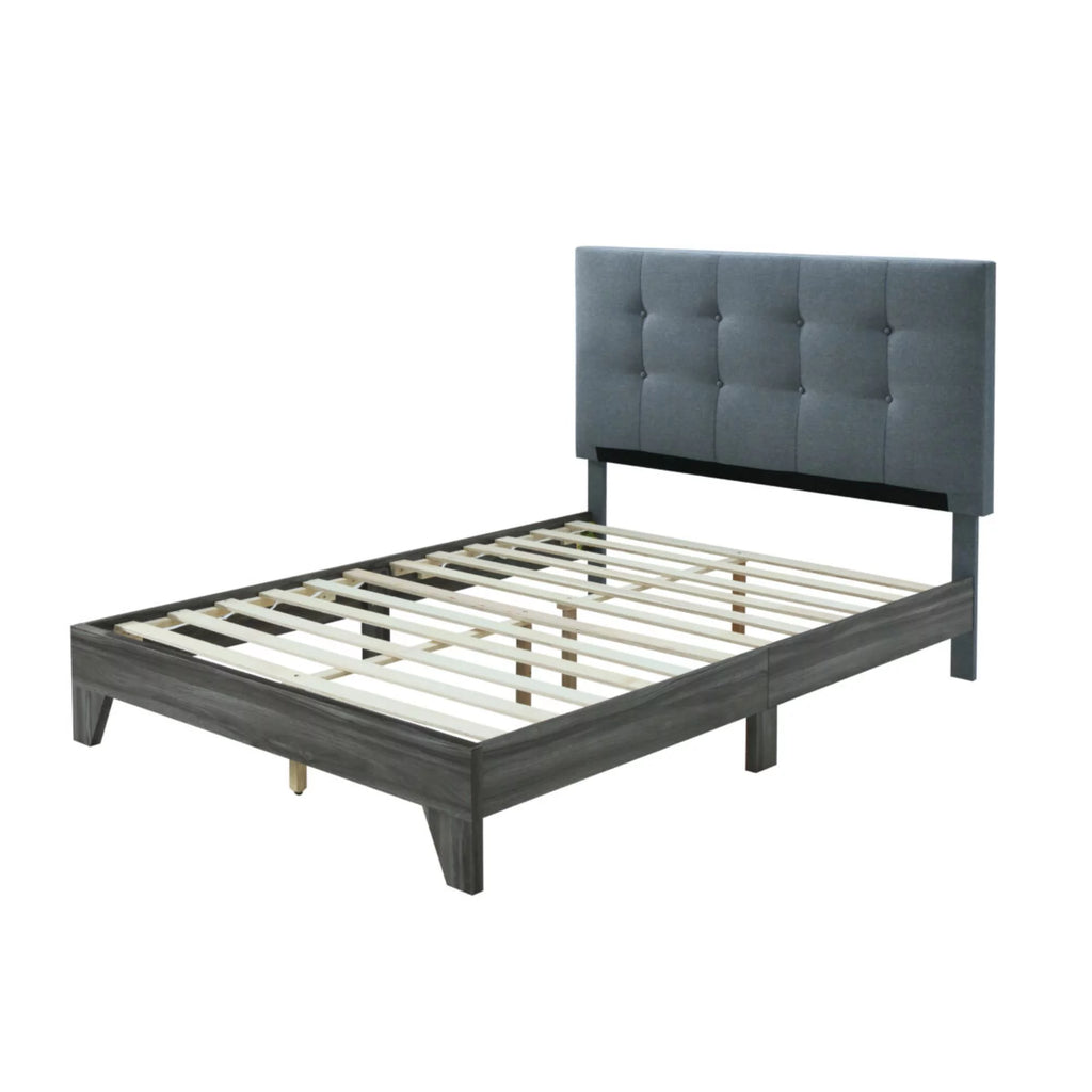Gray Upholstered Platform Bed Queen Size L219670