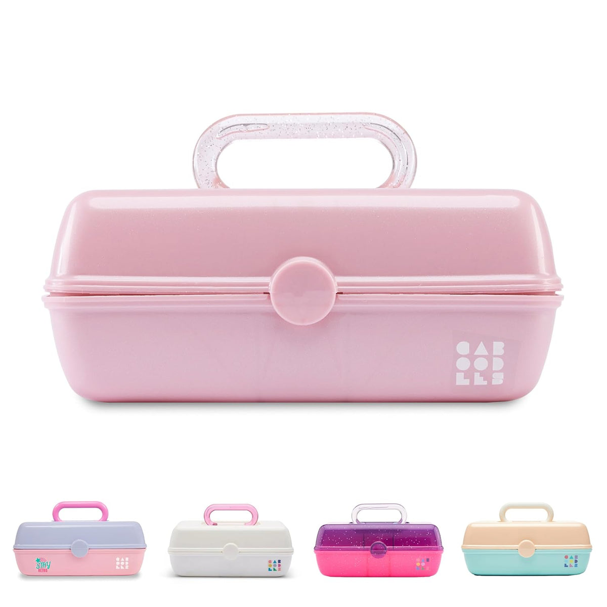 Pink Sparkle Hard Plastic Makeup Box with 2 Swivel Trays M725928