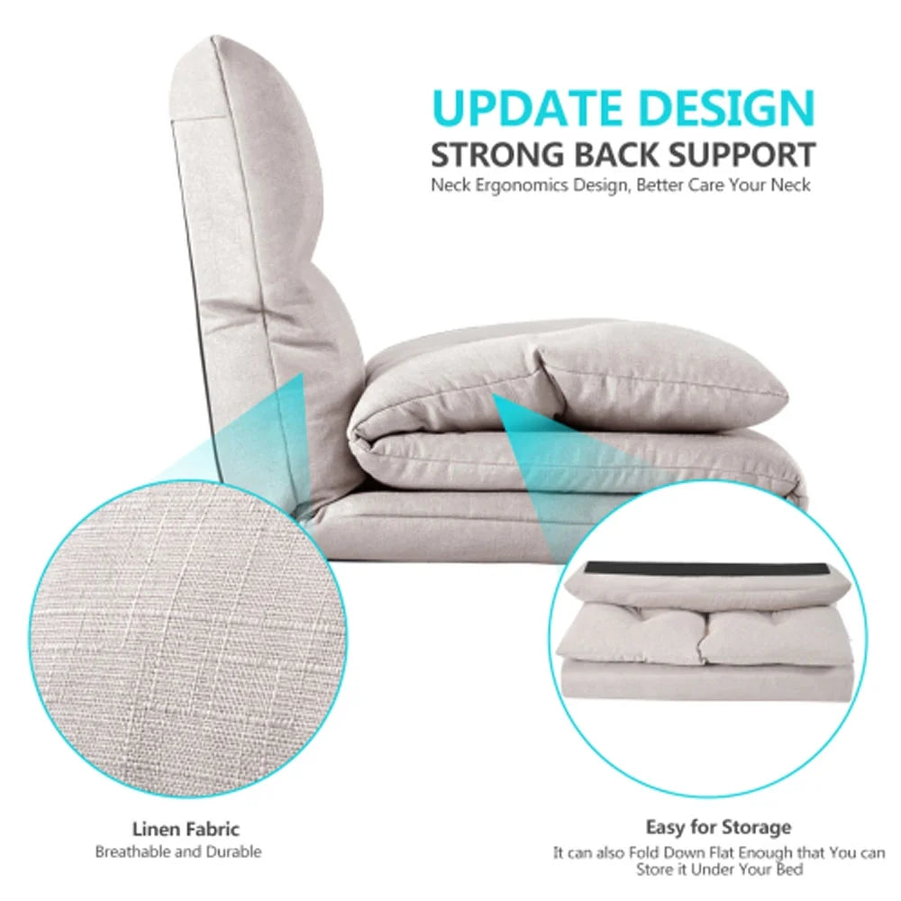 Beige Fabric Folding Chaise Lounge Sofa S472249