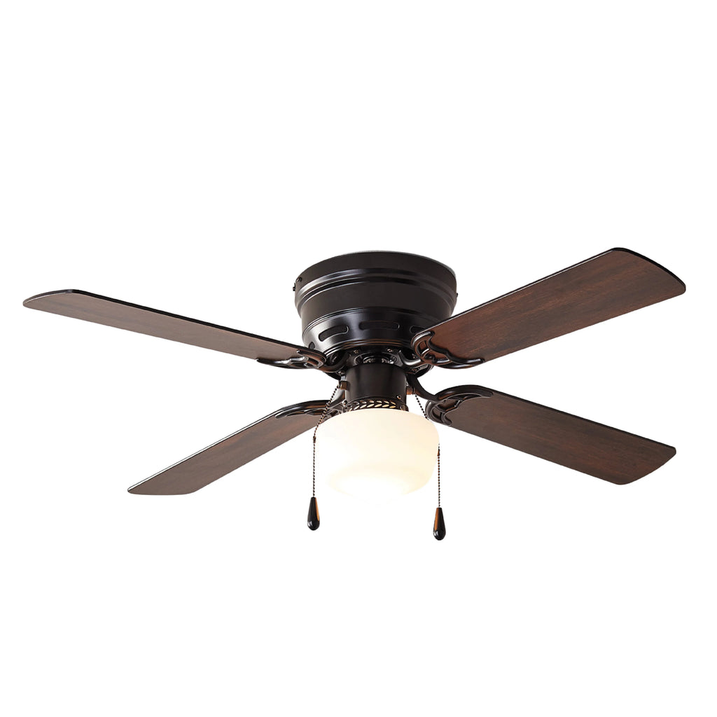 42 inch Hugger Indoor Ceiling Fan with Light Kit, Black, 4 Blades B4557