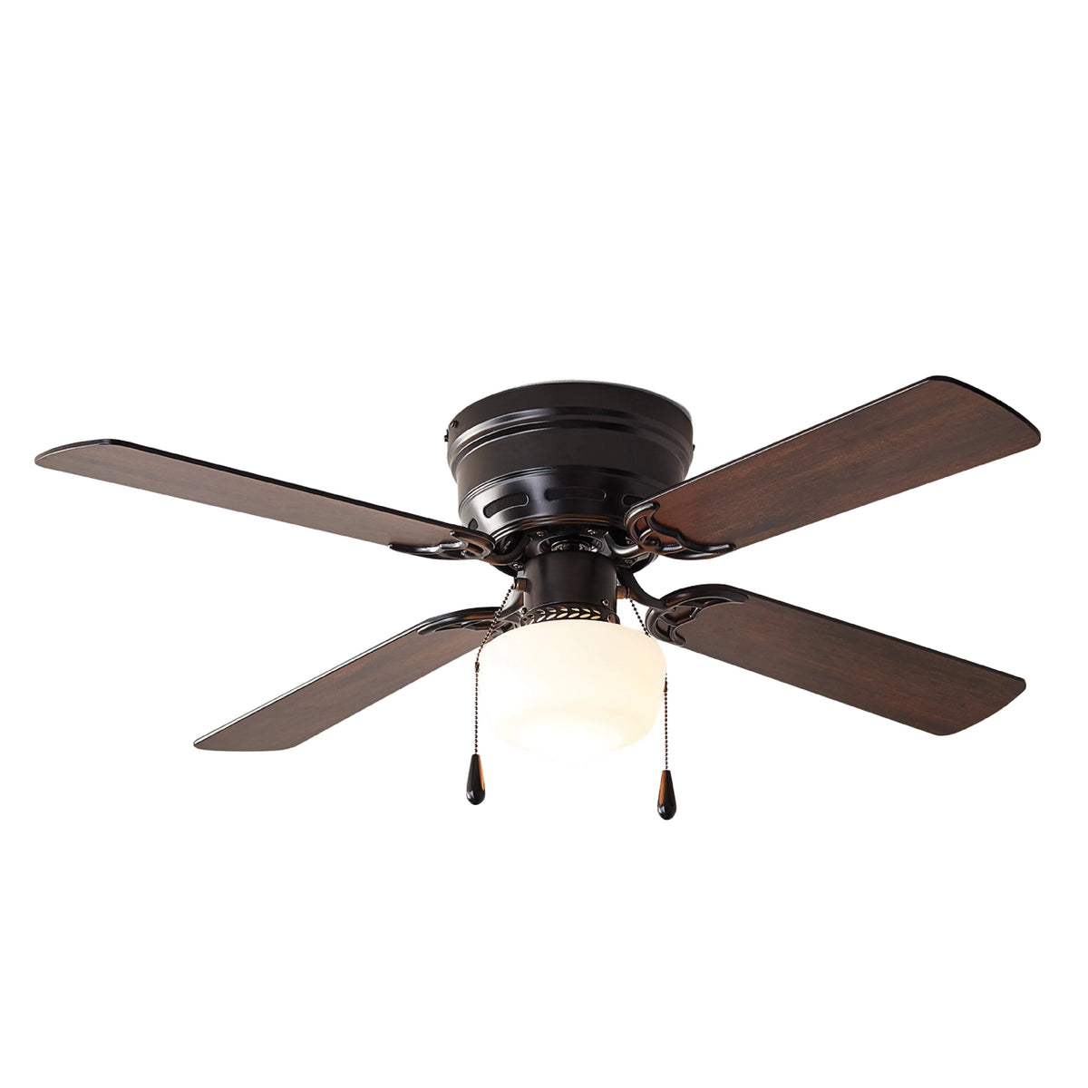 42 inch Hugger Indoor Ceiling Fan with Light Kit, Black, 4 Blades B4557