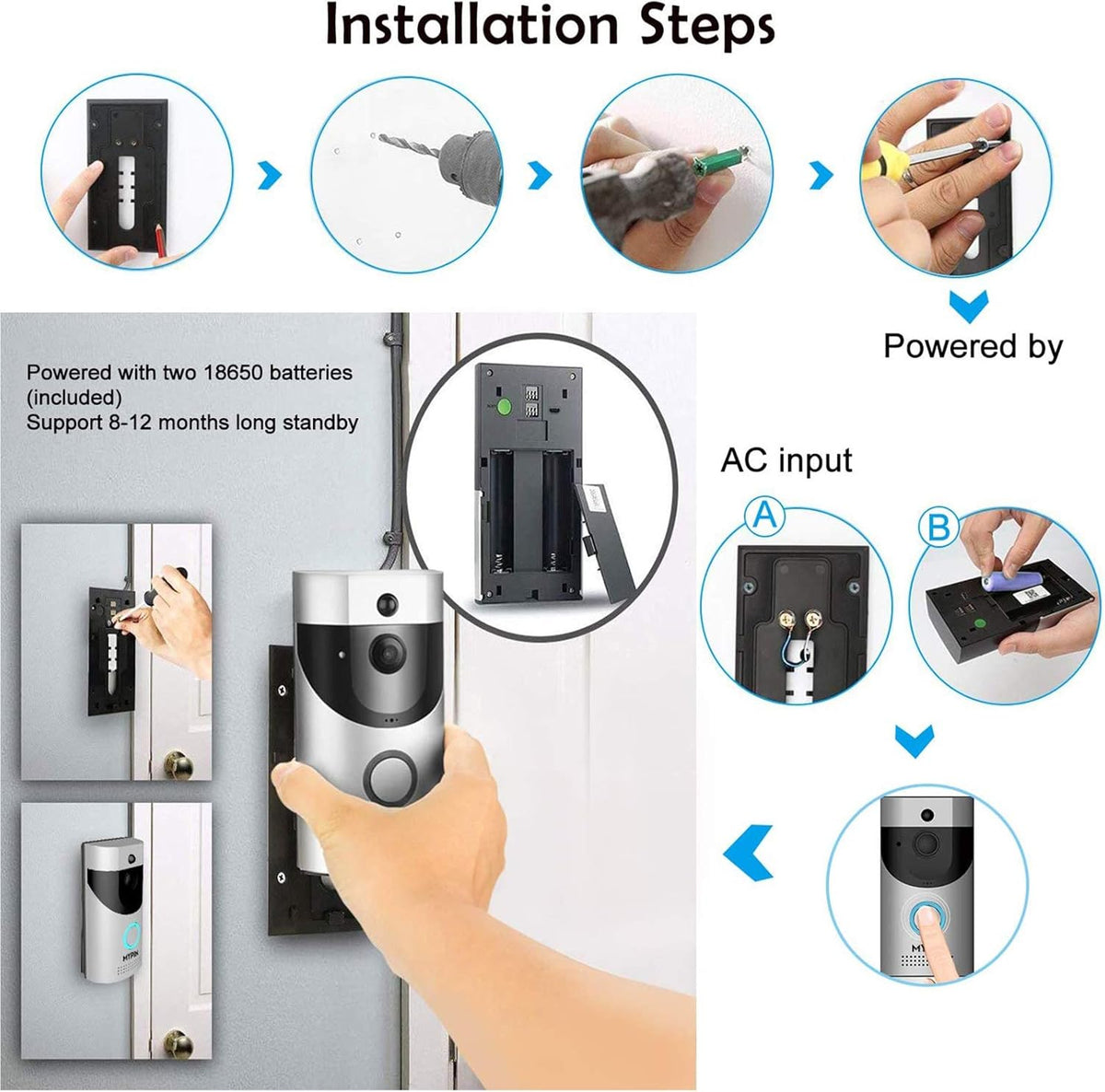 Waterproof WiFi Doorbell Camera with Chime E276894