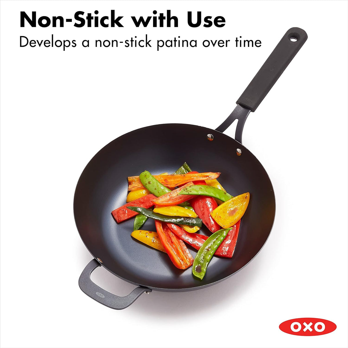 12 Carbon Steel Wok Pan with Silicone Handle Holder U8811