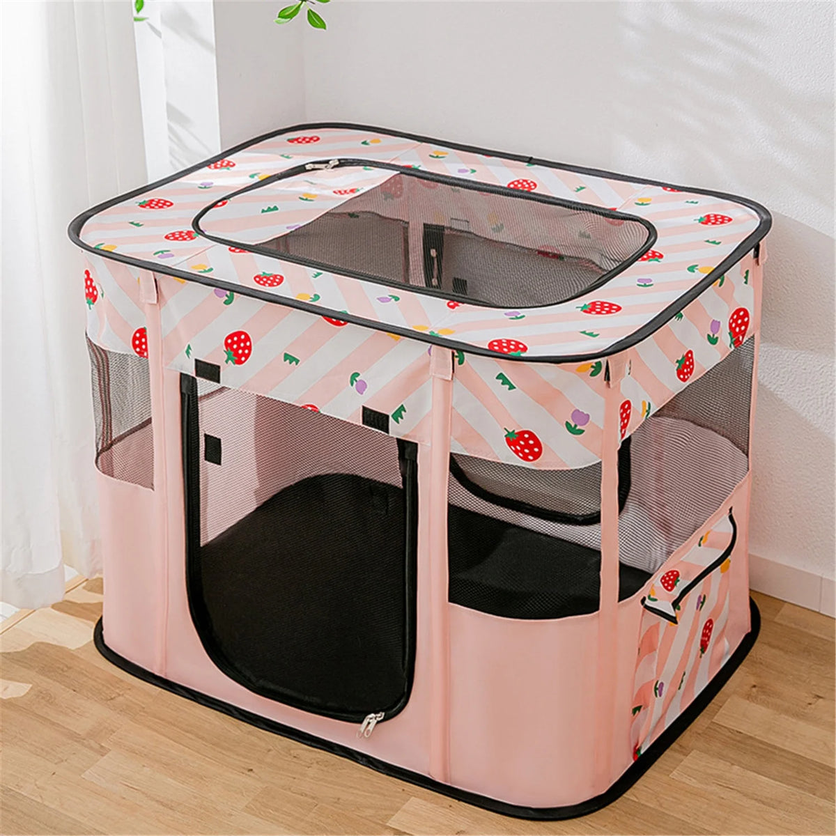 Large Dog Cat Playpen with Carrying Case, Removable Zipper Top O151