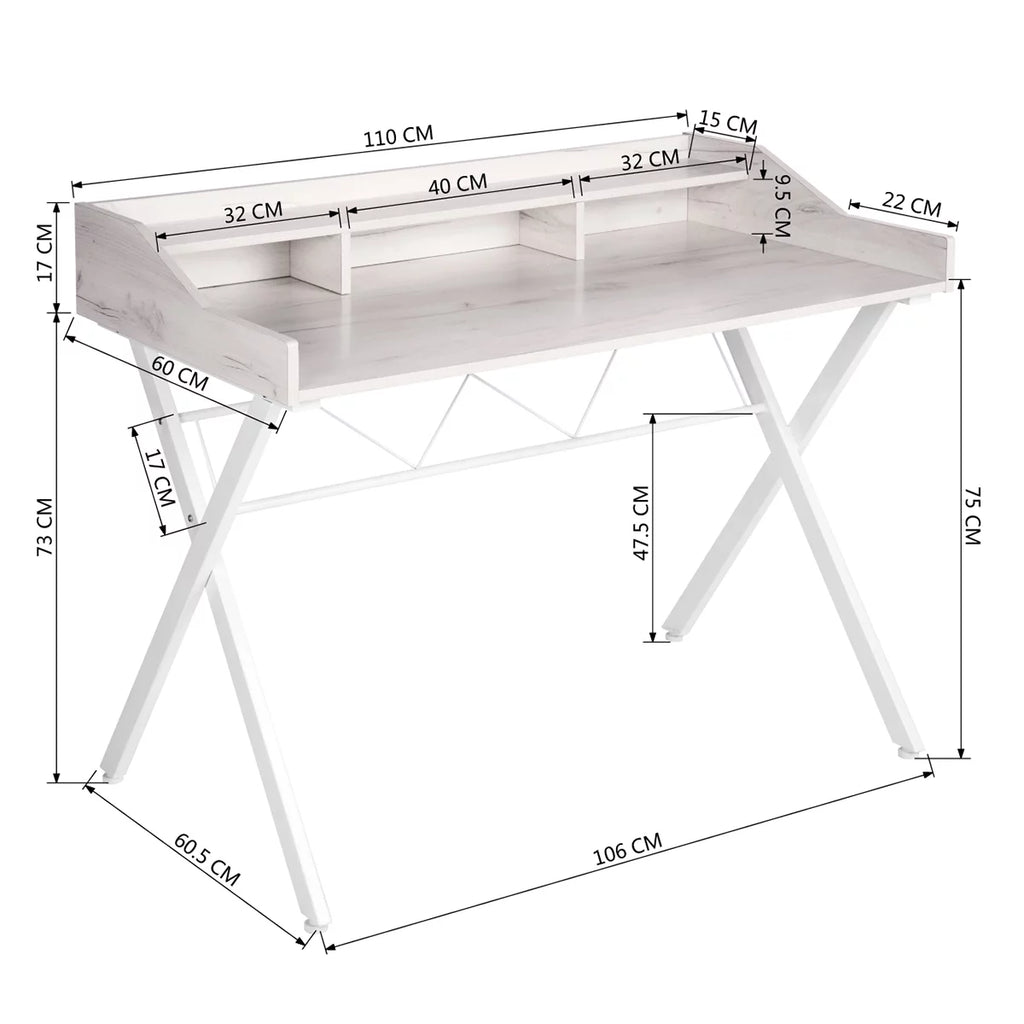 43.3" Computer Desk with 3 Open Cubbies W192