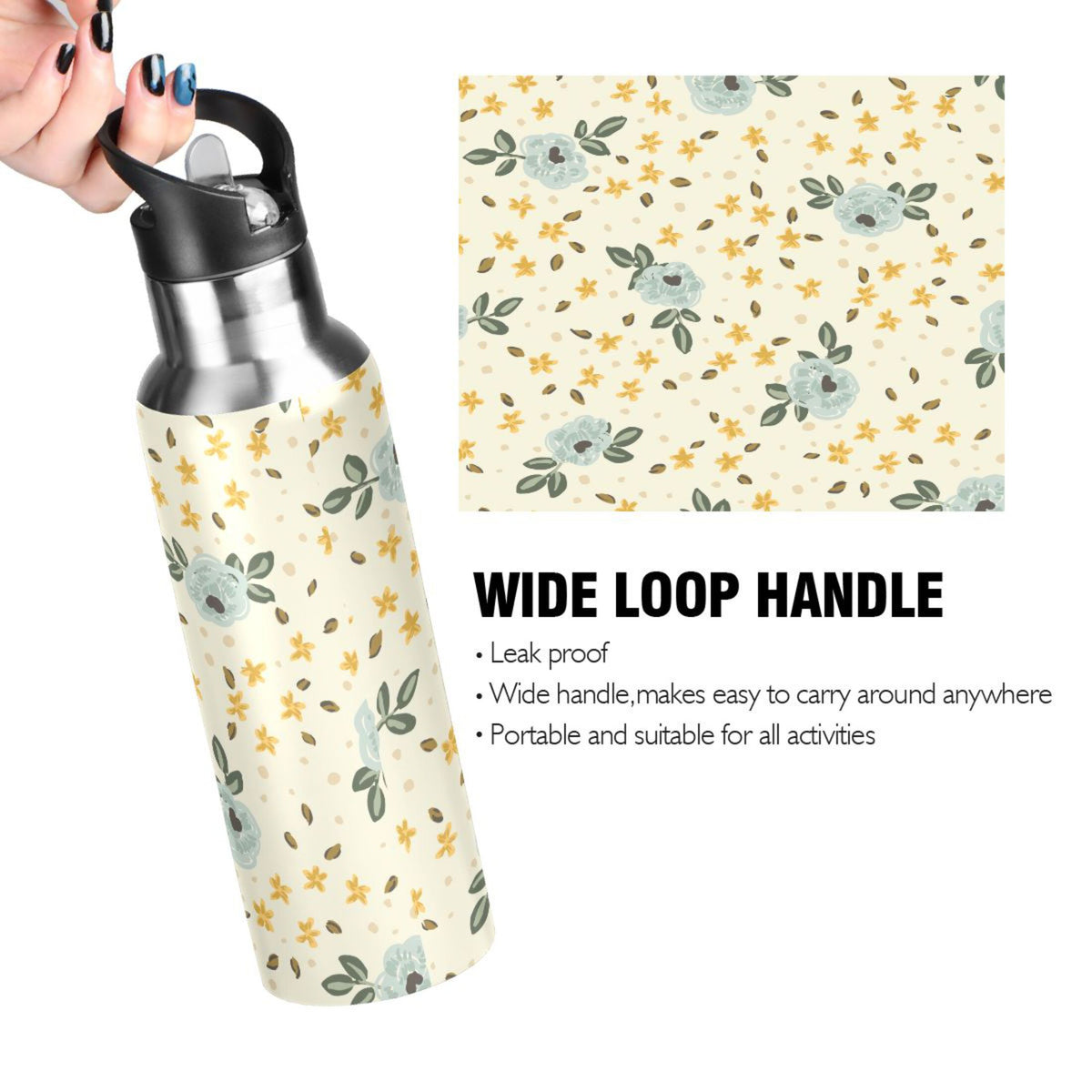 Stainless Steel Insulated Water Bottle with Straw Lid I498628